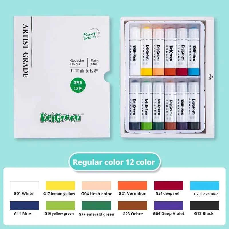 12, 18 or 24 Soft Washable Gouache Paint Stick Sets