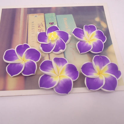 10pcs/Lots 30mm Polymer Clay Plumeria Rubra Flower Charming Petal Hole Diy Earrings Pendants Necklace Jewelry Making Materials