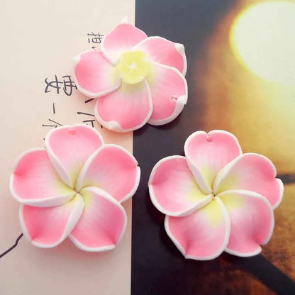 10pcs/Lots 30mm Polymer Clay Plumeria Rubra Flower Charming Petal Hole Diy Earrings Pendants Necklace Jewelry Making Materials