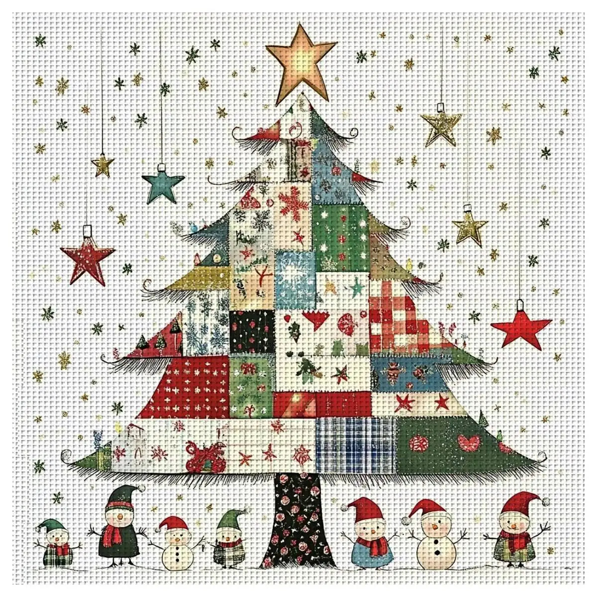 1pc 40X40CM/15.74inch Christmas Tree Stamped Cross Stitch Kit DIY Kit 11CT/14CT DIY Embroidered Set DIY Cross-Stitch Set