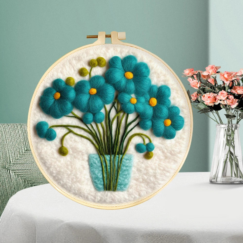 Wool Needle Felting Kits of Flowers with Frame