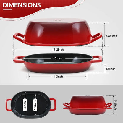 5 Qt Enameled Cast Iron Oval Dutch Oven for Bread Baking - Ideal for Sourdough