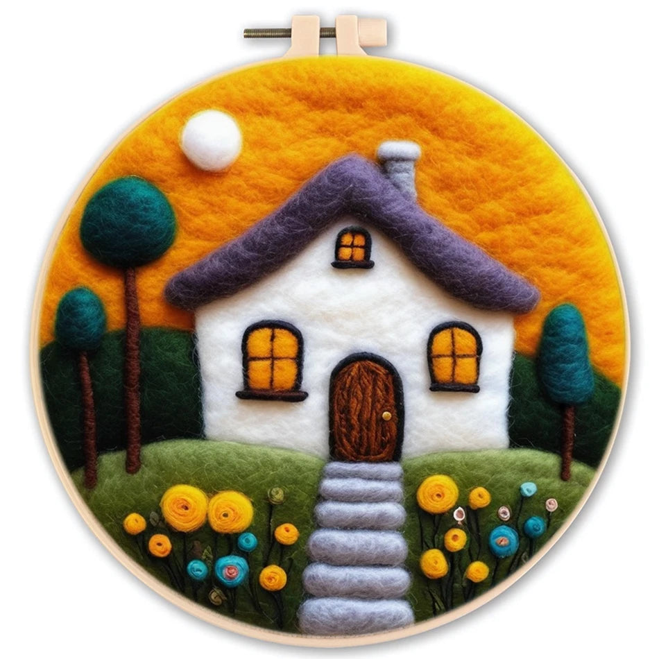 Needle Felting Kit For Beginner Wool Painting Kit DIY Felt Wool Needle Felt Set Tool Landscape Gift Picture For Home Decors