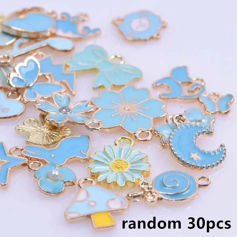 30 or 60 Pieces of Various Mixed Enamel Charms For Jewelry Making