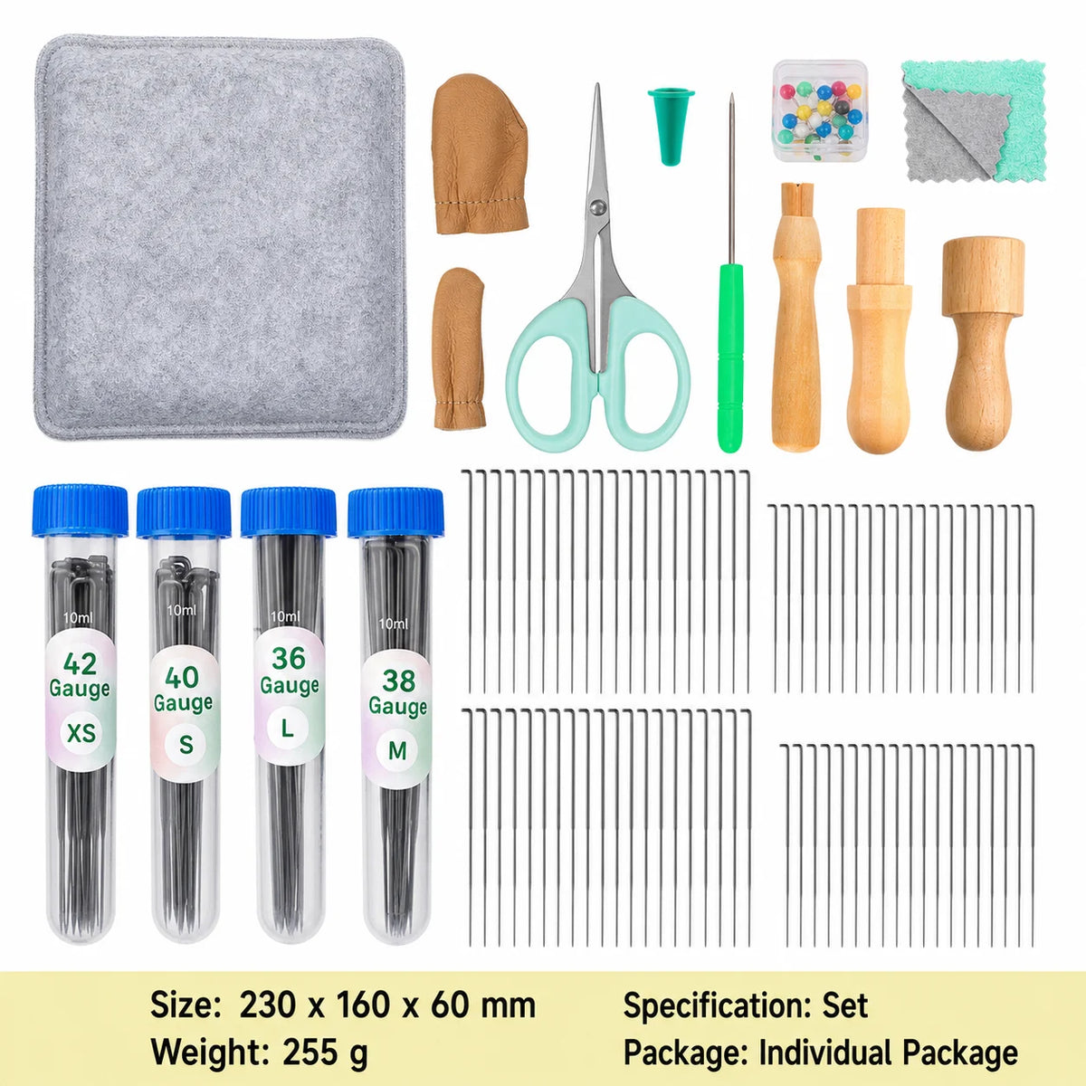 DIY Needle Felting Starter Kit, Coarse Medium Fine Felting Needles with Foam Mat for Wool Animal Doll Making Craft Projects