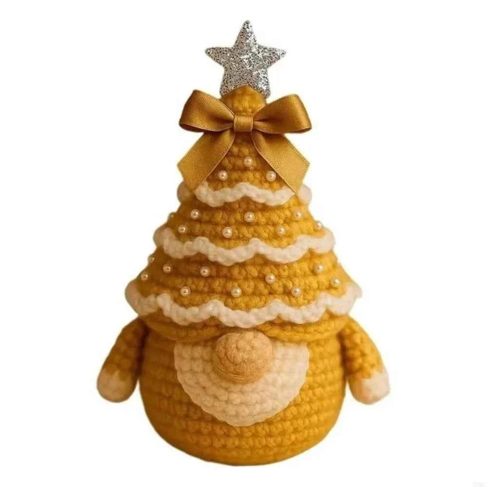 Crochet Christmas Tree Gnome Kit – DIY Ornament Set with Step-by-Step Guide, 5 Colors