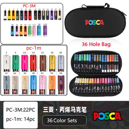 POSCA Multi-Color Marker Pen Set with case