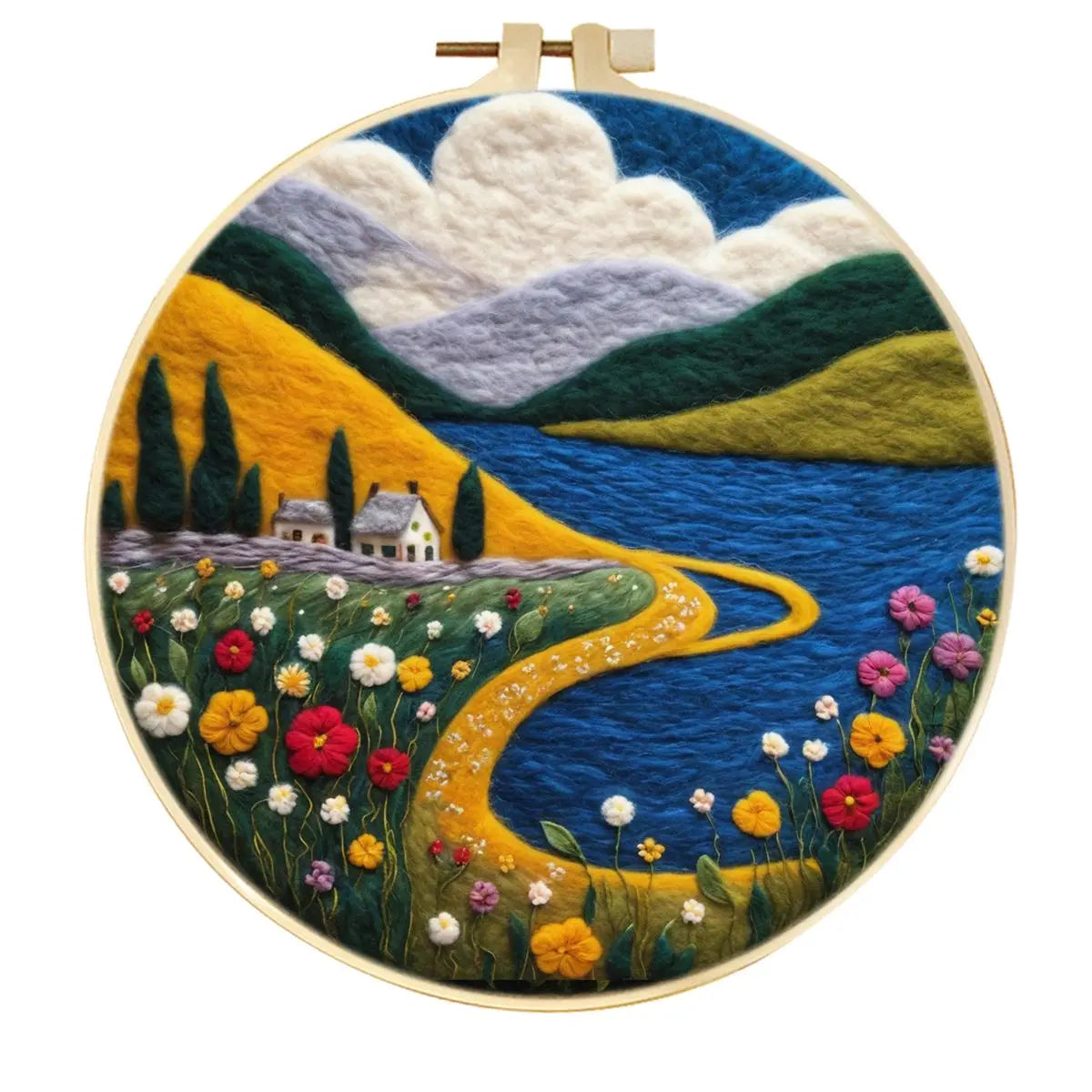 Landscape Wool Felting Kits For Adults-  Includes Embroidery Hoop Frame