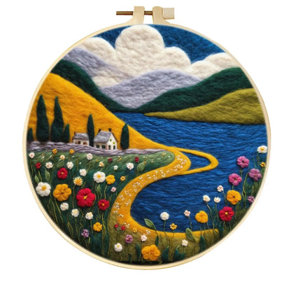 Landscape Wool Felting Kits For Adults-  Includes Embroidery Hoop Frame