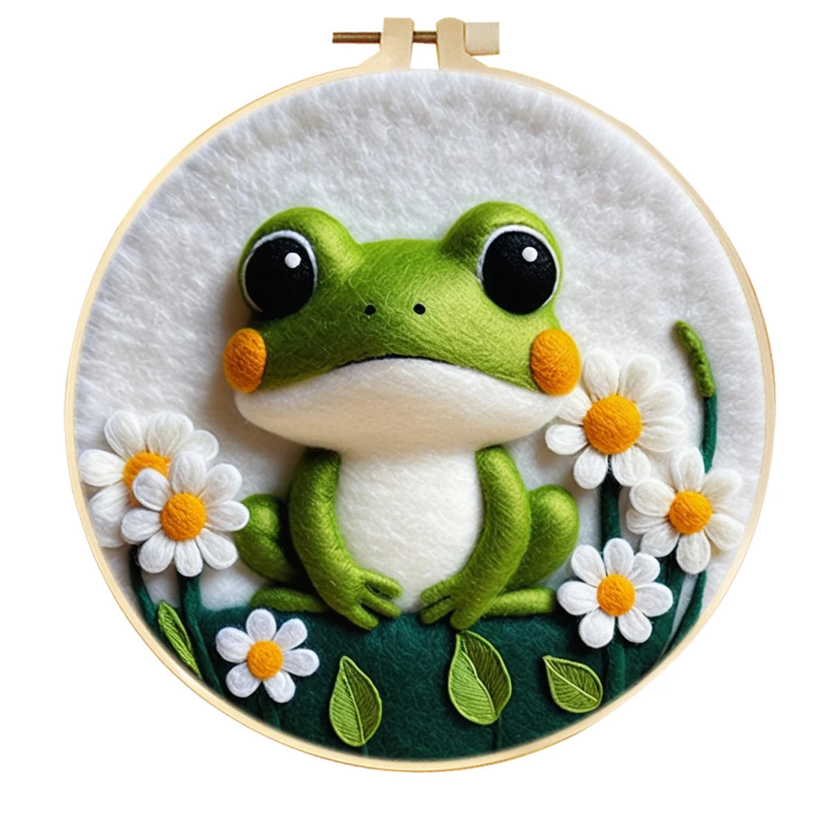 Sheep, Parrot or Frog Wool Felting Kit With Embroidery Hoop Frame