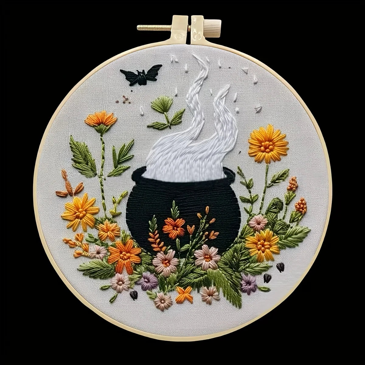 Halloween Hand Embroidery Kit, 8 Spooky Designs with Needles and Thread