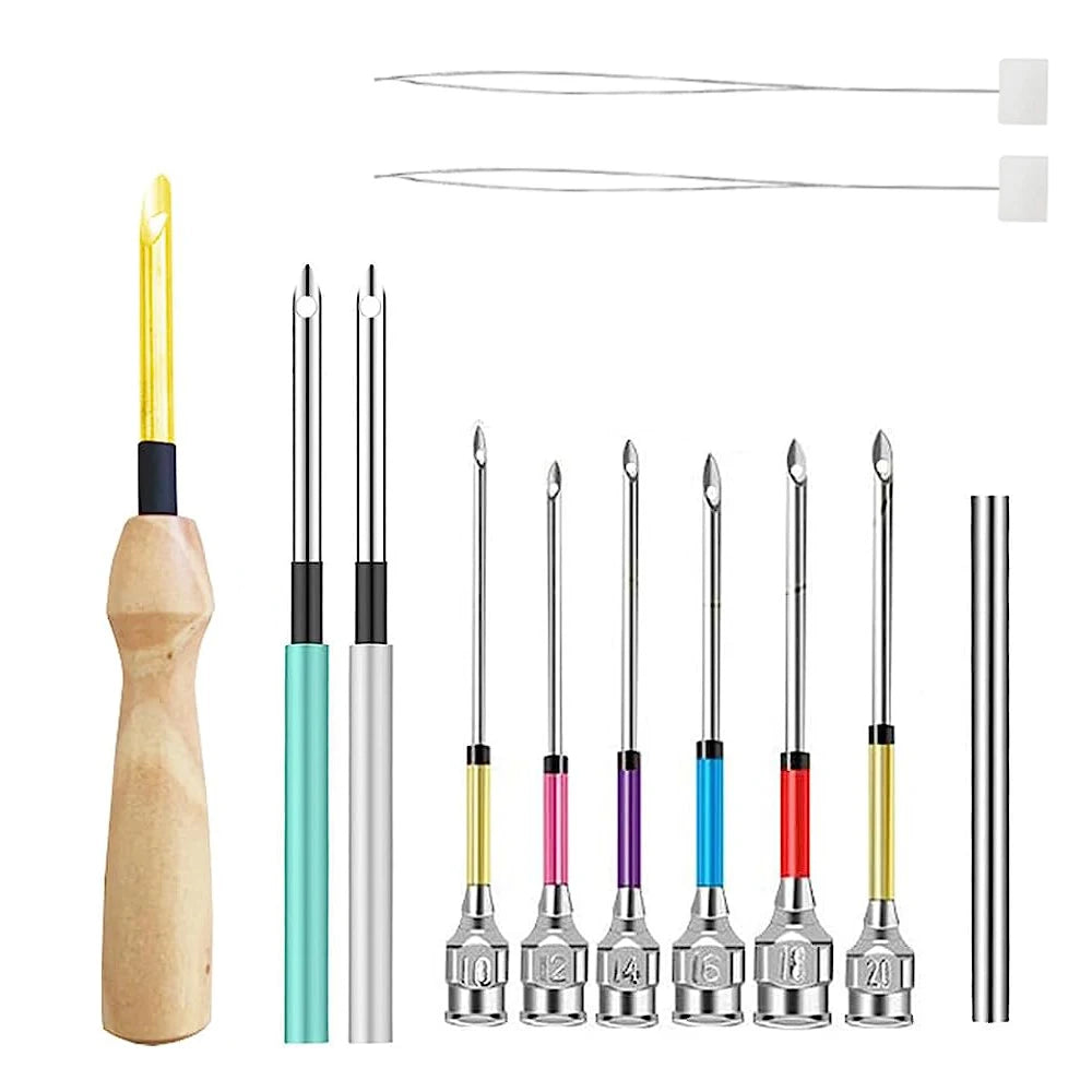 Punch Needle Kit Wooden Embroidery Pen Punch Needle Sets for DIY Craft Stitching Applique Embellishment Rug Making Kit DIY Kits