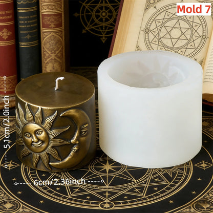 Moon Cylinder Silicone Molds for Candle Making - 8 Variants