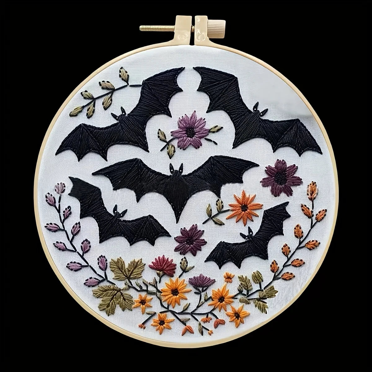 Halloween Hand Embroidery Kit, 8 Spooky Designs with Needles and Thread