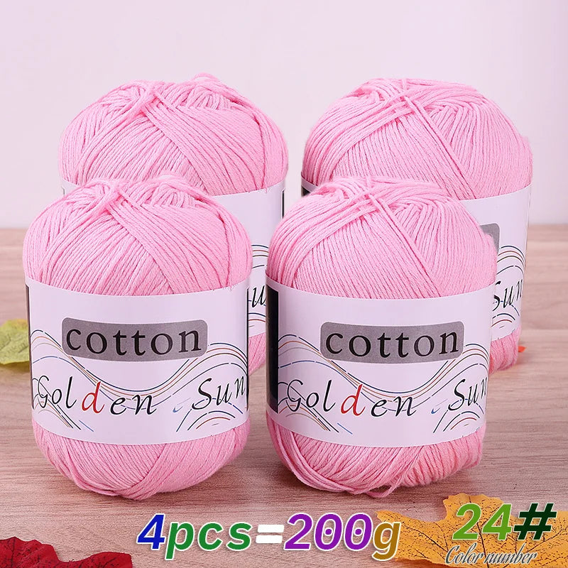 4 Pieces = 200g 100% Pure Cotton Yarn