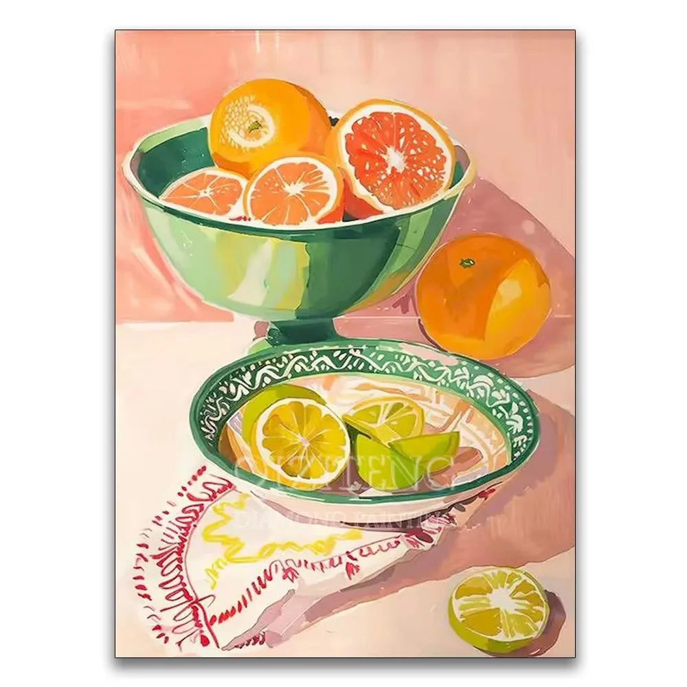 Floral, Citrus & Landscape Diamond Painting Kit, 12 Designs, Round or Square