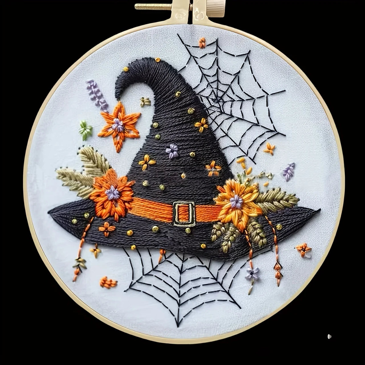 Halloween Hand Embroidery Kit, 8 Spooky Designs with Needles and Thread