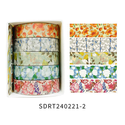 5 Rolls of Flower Washi Tape, Decorative tape for craft projects