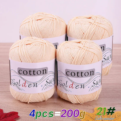 4 Pieces = 200g 100% Pure Cotton Yarn