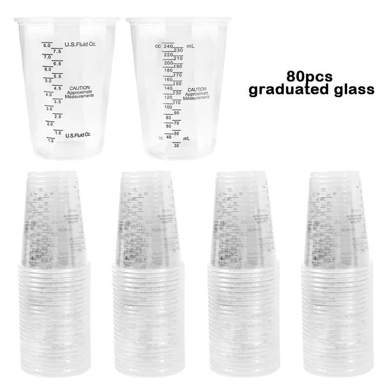 8oz Disposable Plastic Measuring Cups with Stirring Sticks for Epoxy Resin Mixing or Candle Wax Dying