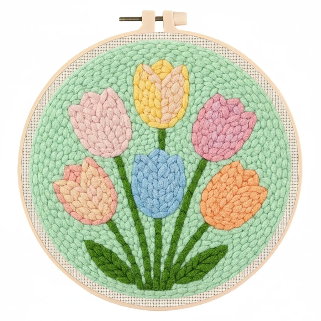 Flowers Punch Needle Kits - 20x20cm