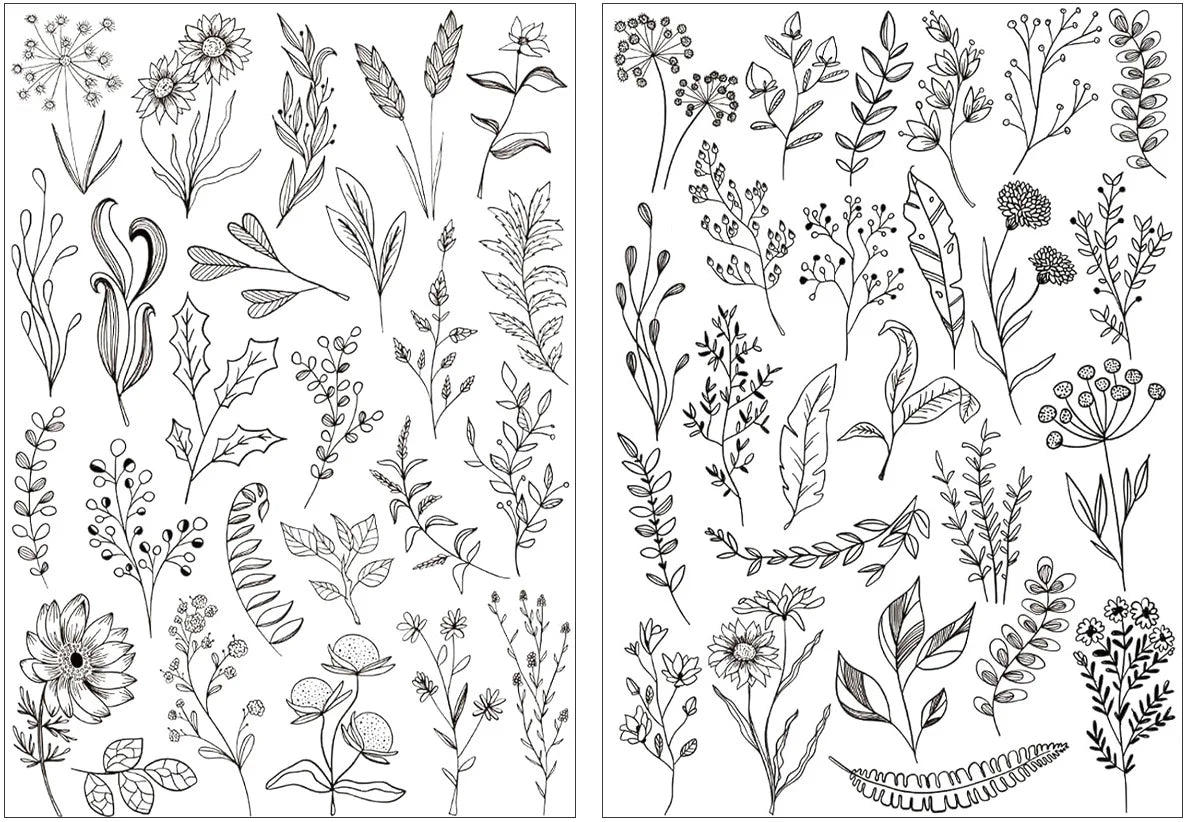 Water Soluble Stick and Stitch Embroidery Paper with Pre-Printed Flowers and Leaf Patterns