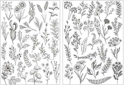 Water Soluble Stick and Stitch Embroidery Paper with Pre-Printed Flowers and Leaf Patterns
