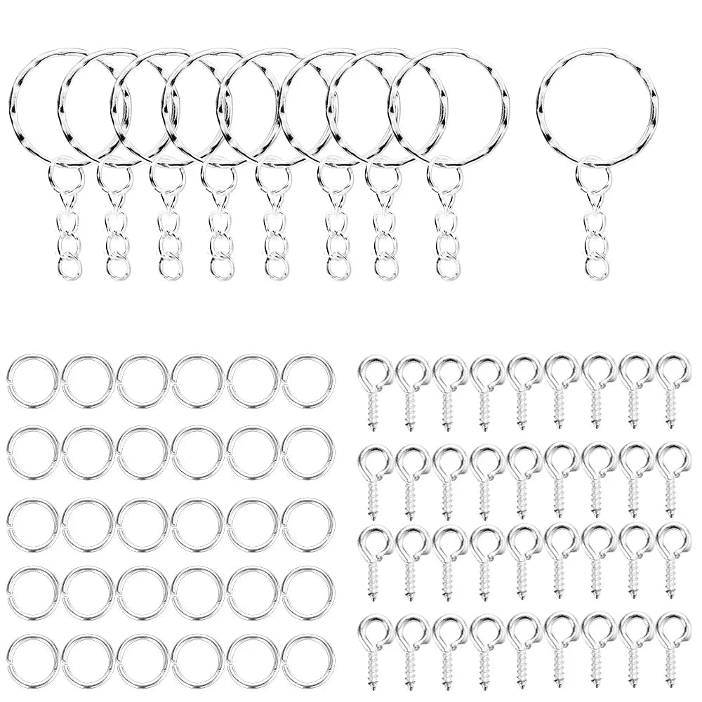 110/220Pcs Keychain - Open Jump Rings, Eye Pins for Epoxy Resin Key Chains