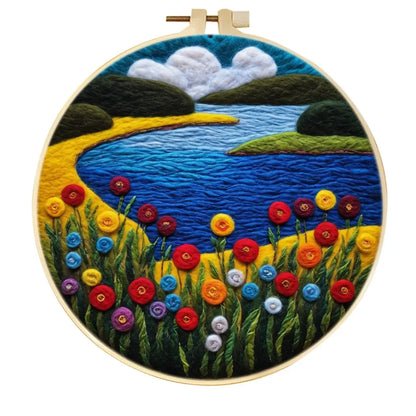 Landscape Wool Felting Kits For Adults-  Includes Embroidery Hoop Frame