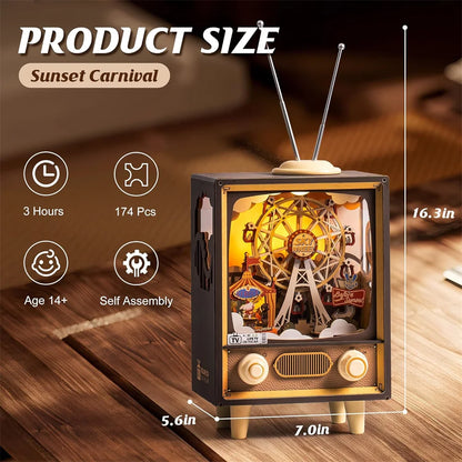 Music Box Carnival with Light 3D Wooden Puzzle Kit