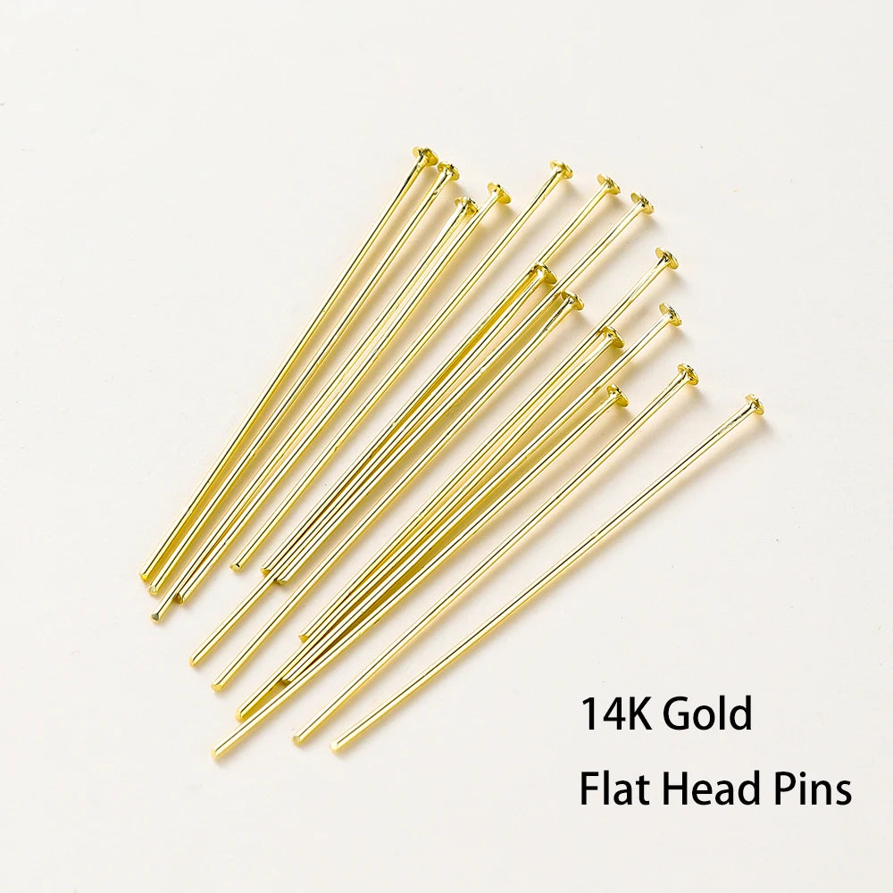 100pcs 16-50mm Flat Head, Ball and Eye Head Pins - Silver, Rhodium, Platinum and Gold - Jewelry Making Findings