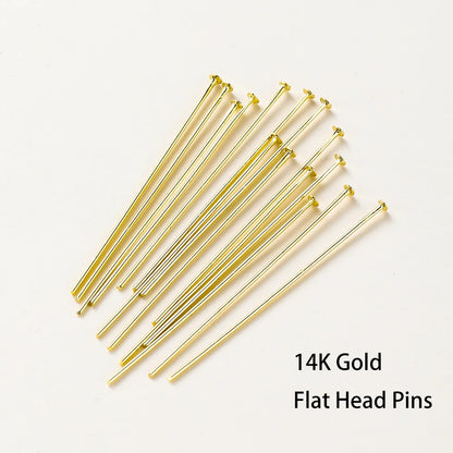 100pcs 16-50mm Flat Head, Ball and Eye Head Pins - Silver, Rhodium, Platinum and Gold - Jewelry Making Findings