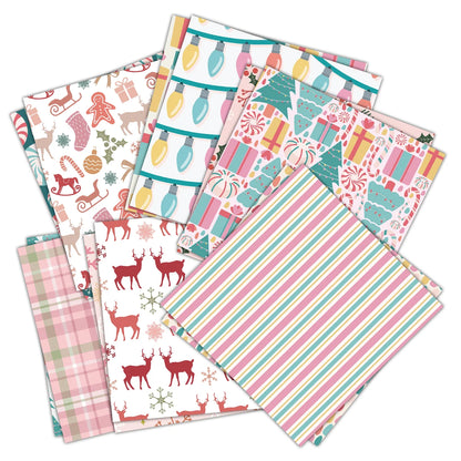 12pc Vintage Pink Christmas Scrapbook Paper