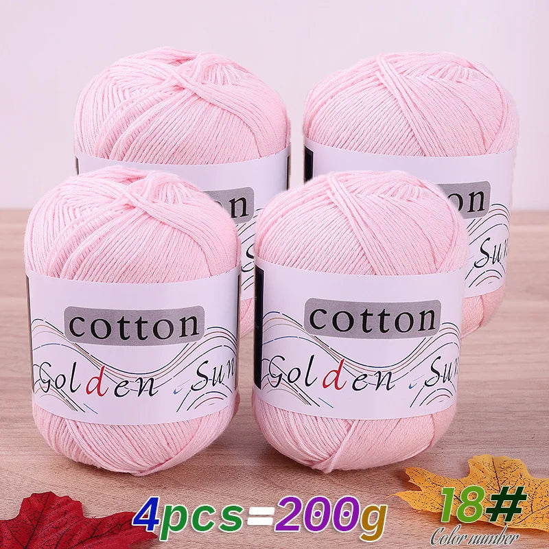 4 Pieces = 200g 100% Pure Cotton Yarn