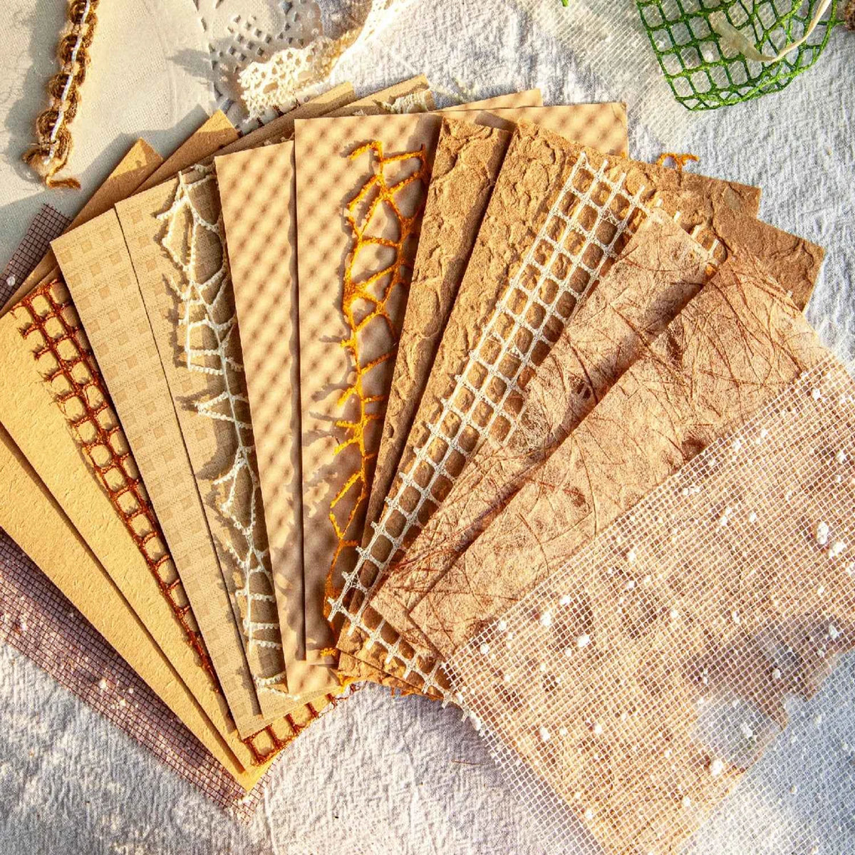 16 Sheets/pack Handmade Textured Paper for Scrapbooking, Collage in shades of yellow 