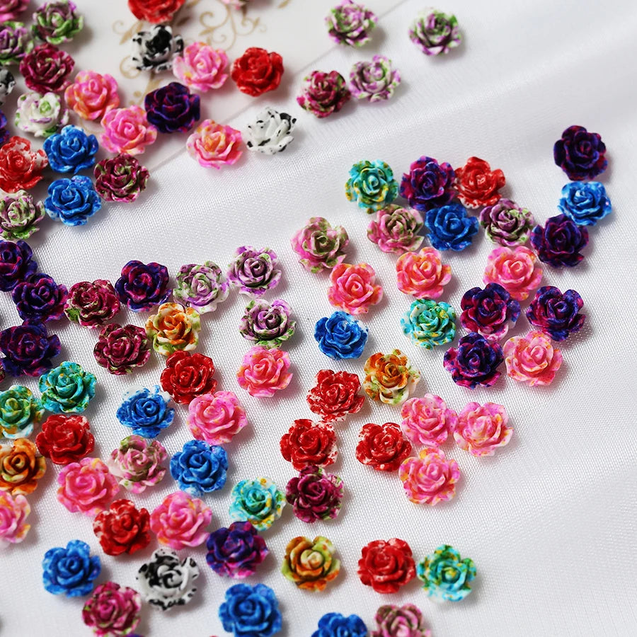 Small Roses for Resin Filling - 100pcs, Flat Back, 6mm or 8mm Size Choice