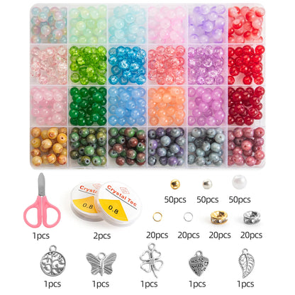 28 Colors - 8mm Round Crystal Beads with 1mm holes - Variety of Colors and Kits