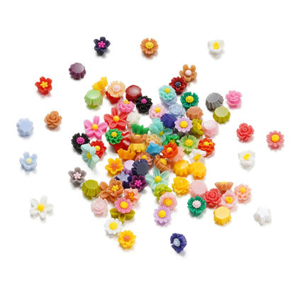 Mixed Flowers Resin Fillings for Jewelry Making - 100Pcs 6mm