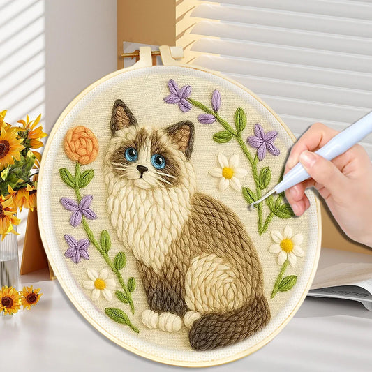 20X20cm Cat Punch Needle Kits