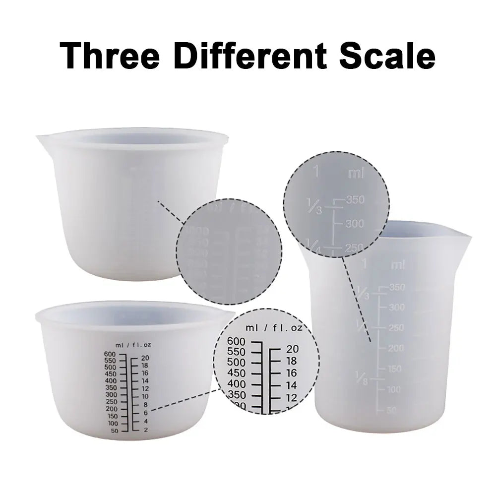 30ML-1000ML Silicone Measuring Cups - Transparent for Epoxy Resin or Candle Making Projects