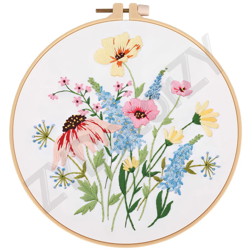 Butterfly, Animals and Flowers Embroidery Kits - 20x20cm