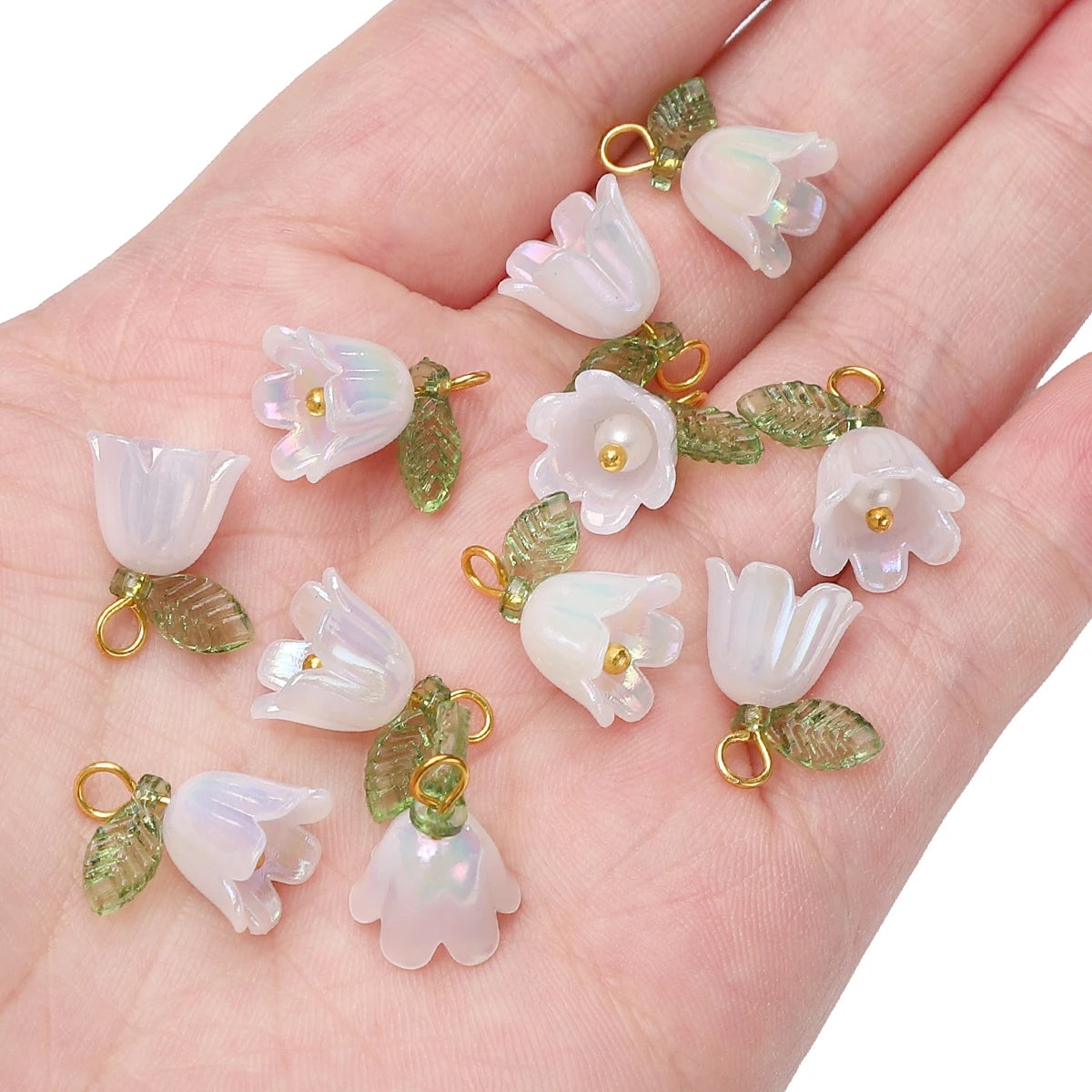 10 Pcs Acrylic Lily of the Valley Flower Bud Beads
