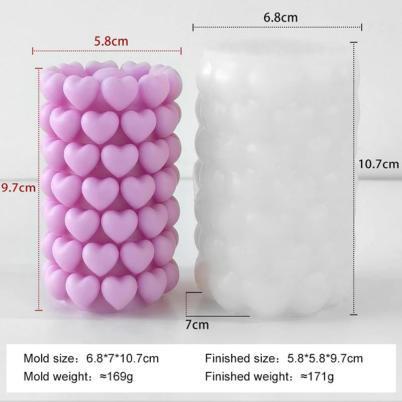 Stacking Hearts Silicone Mold for Candle Making