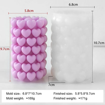 Stacking Hearts Silicone Mold for Candle Making