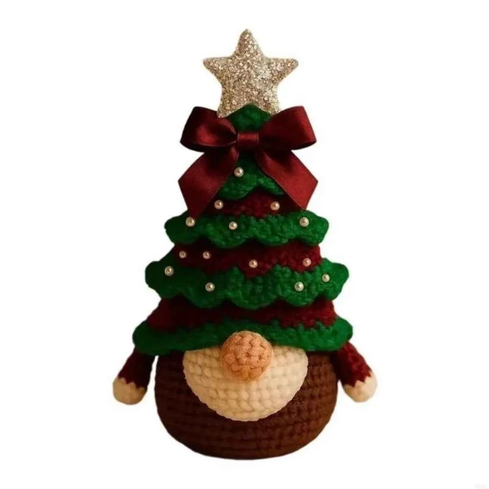Crochet Christmas Tree Gnome Kit – DIY Ornament Set with Step-by-Step Guide, 5 Colors