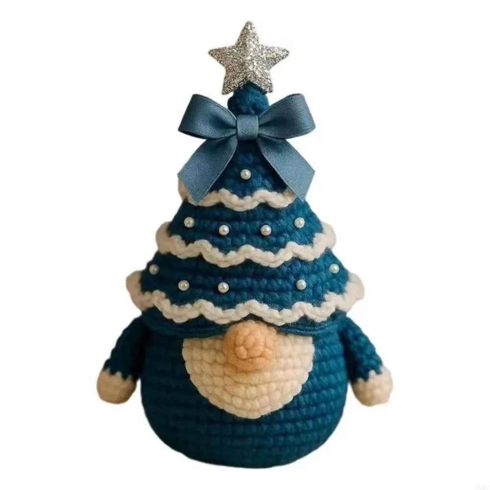 Crochet Christmas Tree Gnome Kit – DIY Ornament Set with Step-by-Step Guide, 5 Colors
