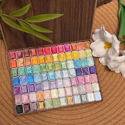 48, 60, 84, or 120 Colors of Pearl/Metallic Watercolor Paint Sets