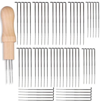3 Sizes of Wool Felting Needles - Wood Handle for DIY Wool Felting Projects