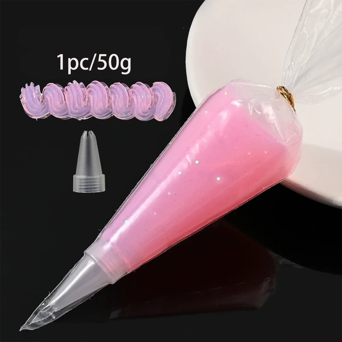 50g Crystal Clear Light Red Jelly Glue for DIY Crafts | Simulated Cream Glue | Phone Case Decoration, Party Favors, Art Supplies (Non-Toxic). Comes with a design tip.