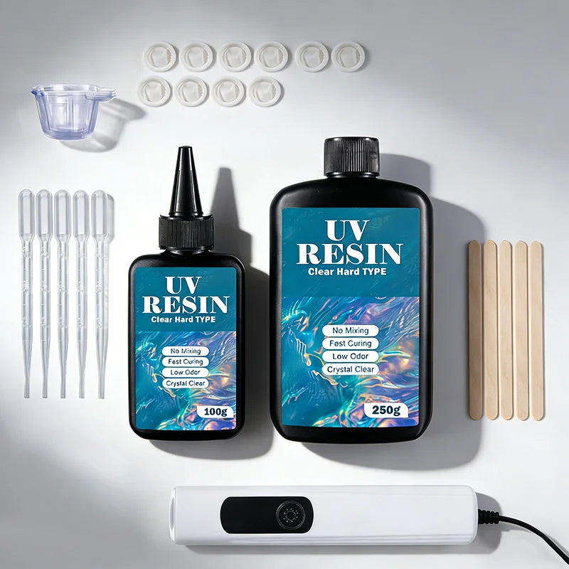 UV Resin Kit with Light, Crystal Clear Ultraviolet Curing UV Resin for Jewelry Making and Molds Casting